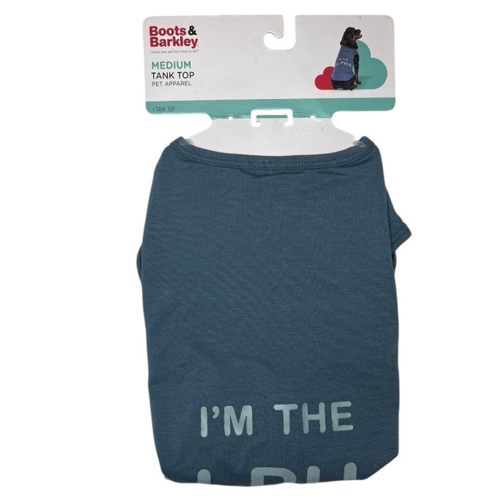 NEW - Boots & Barkley medium dog tank top - blue - "I'm the Alpha"